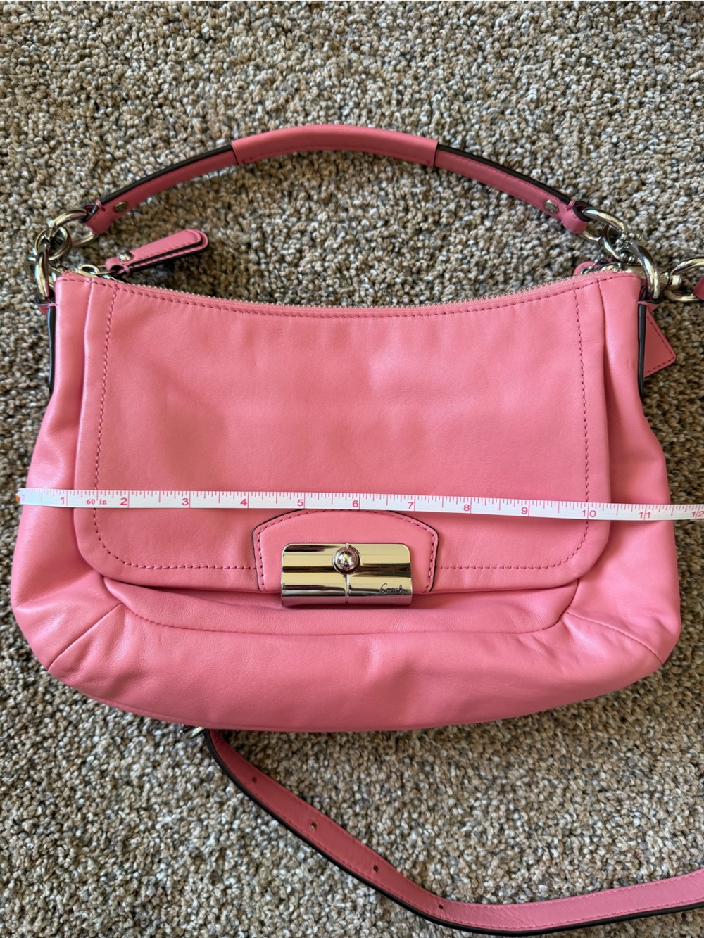 COACH Kristin Vintage Pink Leather Shoulder Crossbody Hobo Bag Purse F22308 - Picture 15 of 16